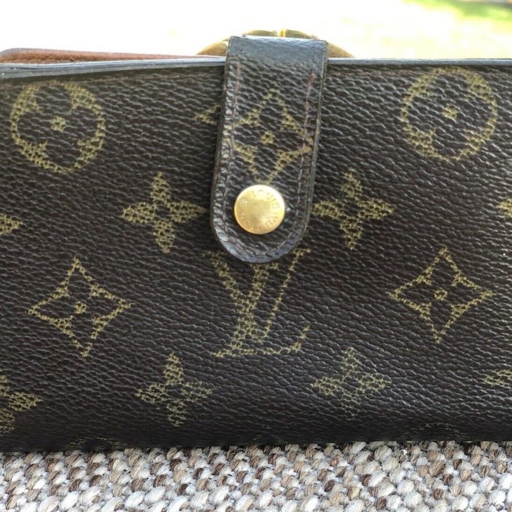 Louis Vuitton Brown Signature Logo Monogram Leather wallet women authentic